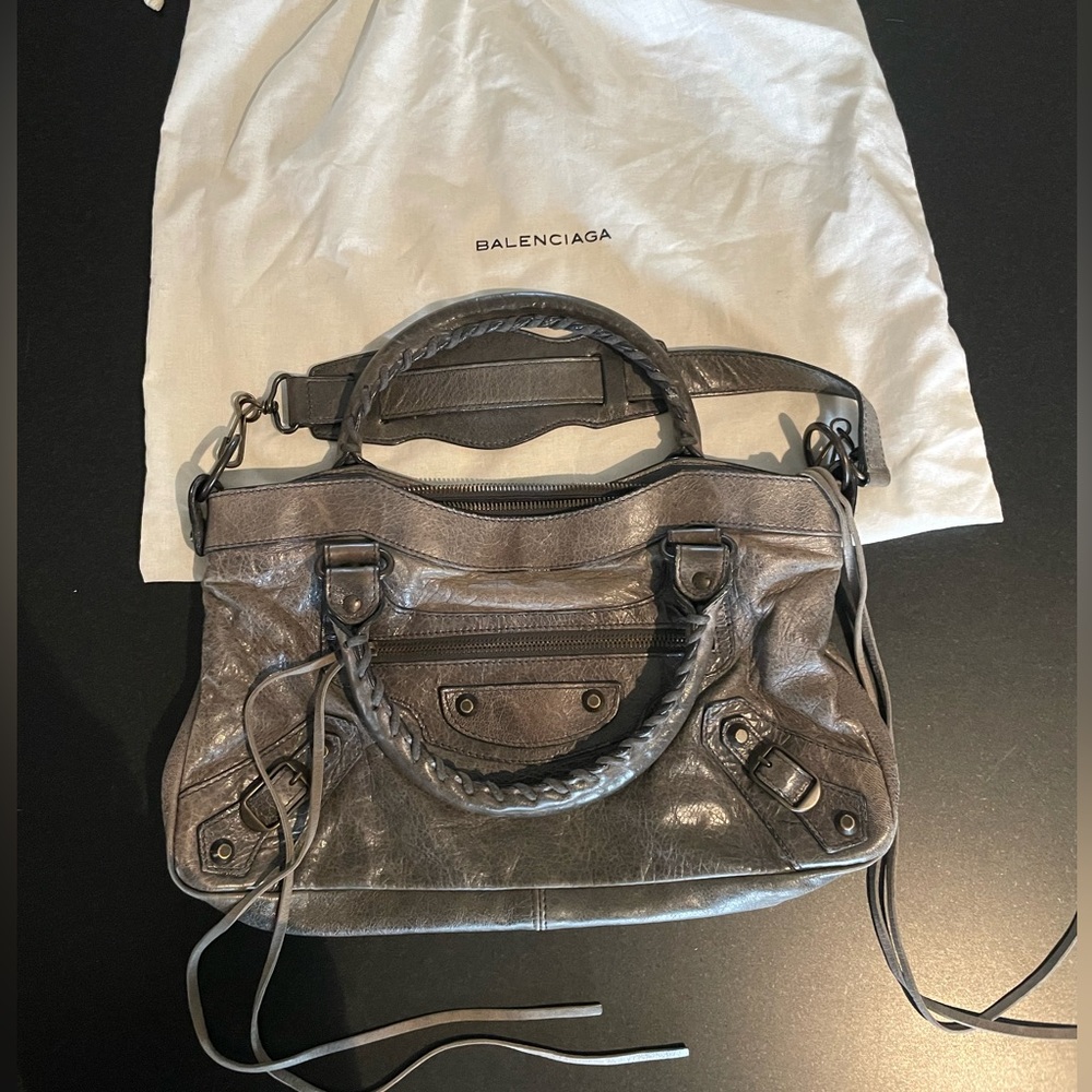 balenciaga leather city bag satchel